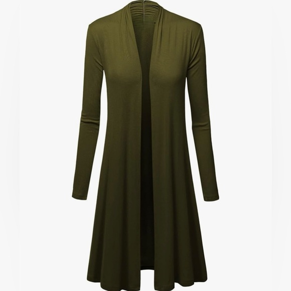 Women's Solid Long Sleeve Open Front Long Cardigan - Picture 2 of 6